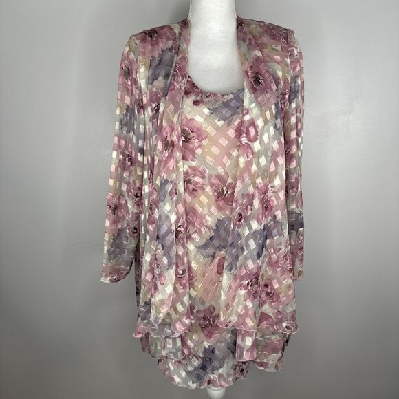 Vintage Patra Chiffon 2 Pc Set Sz 6 Floral Metallic Cottage Core NWT - Picture 1 of 9